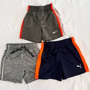 Nike and Puma Kids Shorts Set - Gray, Black, and Navy